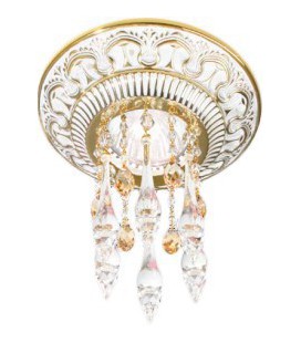 Круглый точечный светильник из латуни, с кристаллами Swarovski, FEDE коллекция CORDOBA CRYSTAL DE LUXE, золото с белой патиной