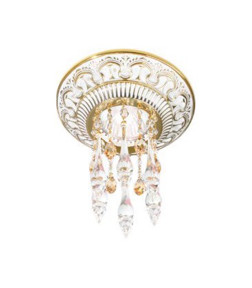 Круглый точечный светильник из латуни, с кристаллами Swarovski, FEDE коллекция CORDOBA CRYSTAL DE LUXE, золото с белой патиной