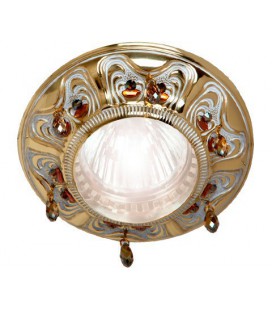 Круглый точечный светильник из латуни, FEDE коллекция CRYSTAL DE LUXE, патина с кристаллами