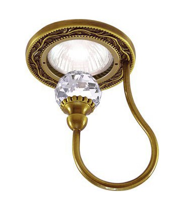 Круглый точечный светильник из латуни с крупным кристаллом, FEDE коллекция PARIS CRYSTAL DE LUXE, патина