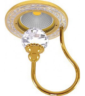 Круглый точечный светильник из латуни с крупным кристаллом, FEDE коллекция PARIS CRYSTAL DE LUXE, золото с белой патиной