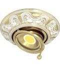 Круглый точечный поворотный светильник из латуни, FEDE коллекция SIENA SWIVET & TILT, золото с белой патиной