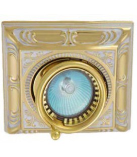 Квадратный встраиваемый одиночный поворотный светильник, FEDE коллекция SIENA SQUARE, золото с белой патиной