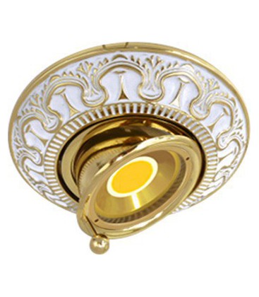 Круглый точечный поворотный светильник из латуни, FEDE коллекция CORDOBA SWIVET & TILT, золото с белой патиной