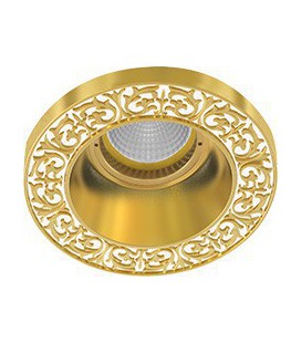 Круглый встраиваемый точечный светильник из латуни, FEDE коллекция EMPORIO ROUND, золото с белой патиной
