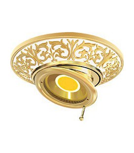 Круглый встраиваемый поворотный точечный светильник из латуни, FEDE коллекция EMPORIO SWIVEL & TILT, золото с белой патиной