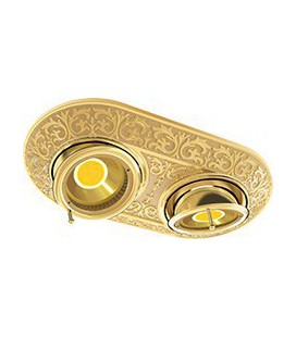 Прямоугольный встраиваемый двойной поворотный светильник из латуни, FEDE коллекция EMPORIO TWO, блестящее золото