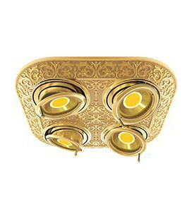 Прямоугольный встраиваемый четверной поворотный светильник из латуни, FEDE коллекция EMPORIO FOUR, блестящее золото