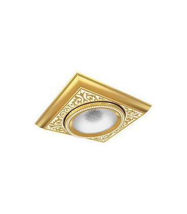 Квадратный одинарный встраиваемый точечный светильник из латуни, FEDE коллекция EMPORIO MODULAR I, золото с белой патиной