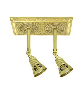 Точечный двойной поворотный потолочный светильник из латуни, FEDE коллекция EMPORIO SIENA SQUARE TWO, блестящее золото