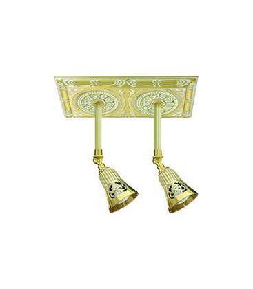 Точечный двойной поворотный потолочный светильник из латуни, FEDE коллекция EMPORIO SIENA SQUARE TWO, золото с белой патиной