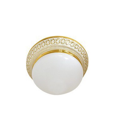 Накладной точечный светильник из латуни с матовым плафоном (на 2 лампы), FEDE коллекция BILBAO II, золото с белой патиной