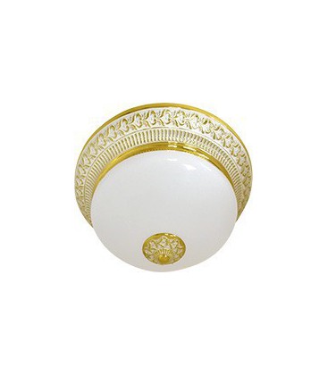 Накладной светильник из латуни с матовым плафоном (на 2 лампы), FEDE коллекция BILBAO II DECO, золото с белой патиной