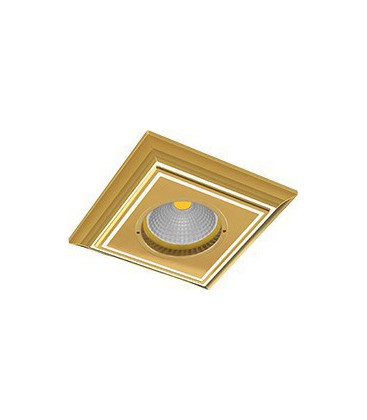Квадратный встраиваемый точечный светильник из латуни, FEDE коллекция PADOVA, золото с белой патиной
