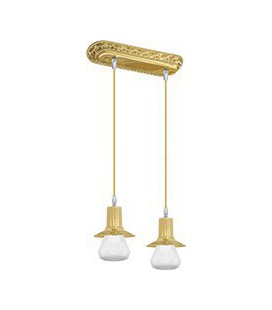 Подвесной двойной светильник из латуни, FEDE коллекция MILANO II GLASS, блестящее золото