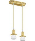 Подвесной двойной светильник из латуни, FEDE коллекция MILANO II GLASS, блестящее золото
