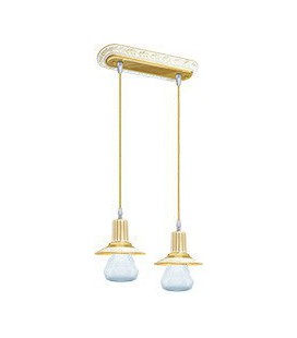 Подвесной двойной светильник из латуни, FEDE коллекция MILANO II GLASS, золото с белой патиной