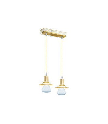 Подвесной двойной светильник из латуни, FEDE коллекция MILANO II GLASS, золото с белой патиной