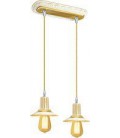 Подвесной двойной светильник из латуни, FEDE коллекция MILANO II EDISON, золото с белой патиной