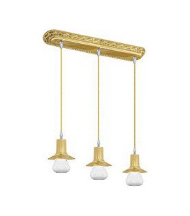 Подвесной тройной светильник из латуни, FEDE коллекция MILANO III GLASS, блестящее золото