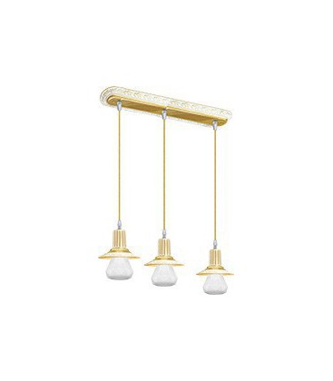 Подвесной тройной светильник из латуни, FEDE коллекция MILANO III GLASS, золото с белой патиной