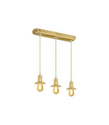Подвесной тройной светильник из латуни, FEDE коллекция MILANO III EDISON, блестящее золото