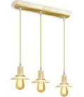 Подвесной тройной светильник из латуни, FEDE коллекция MILANO III EDISON, золото с белой патиной