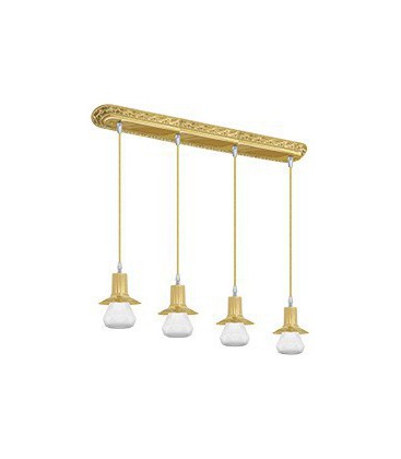 Подвесной четверной светильник из латуни, FEDE коллекция MILANO IV GLASS, блестящее золото