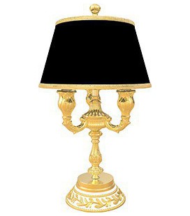 Настольная лампа из латуни с абажуром, FEDE коллекция PORTOFINO, золото с белой патиной