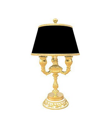 Настольная лампа из латуни с абажуром, FEDE коллекция PORTOFINO, золото с белой патиной