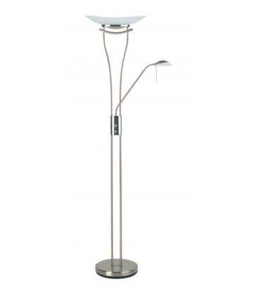 Лампа напольная "Ravenna", два плафона с выключателем, метал/стекло, 230V, GU9, мат.хром