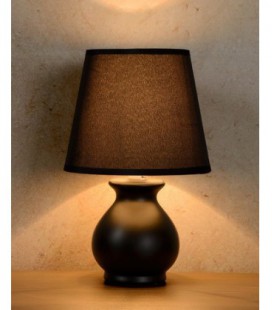 Lucide MIA Table Lamp Ceramic E14 L17 W17 H27cm Black, 14561/81/30