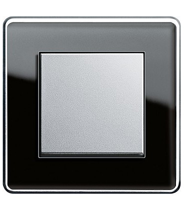 Выключатель в сборе GIRA серии Esprit Glass C, черное стекло