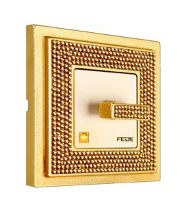 Поворотный выключатель в сборе FEDE коллекция Crystal De Luxe ART, Real Gold