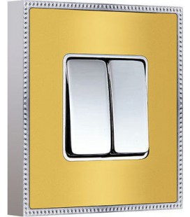 Двухклавишный выключатель в сборе FEDE коллекция BELLE EPOQUE METAL CHROME, Bright Gold + Bright Chrome