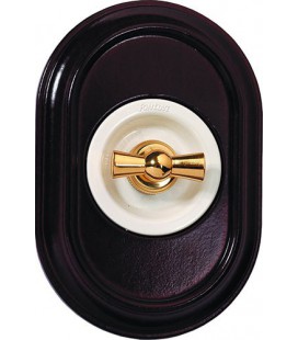 Поворотный выключатель Fontini Collection Venezia Oval, рамка орех, накладка белый/золото