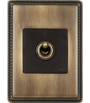 Выключатель тумблерный Fontini Collection Venezia Metal, рамка бронза, накладка бронза/коричневый
