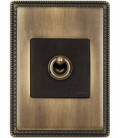 Выключатель тумблерный Fontini Collection Venezia Metal, рамка бронза, накладка бронза/коричневый