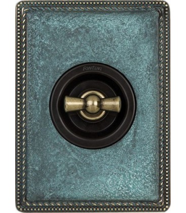 Поворотный выключатель Fontini Collection Venezia Metal, рамка патина, накладка бронза/коричневый