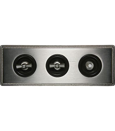 Поворотный выключатель Fontini Collection Venezia Metal, 3-ая рамка хром, накладка хром/коричневый